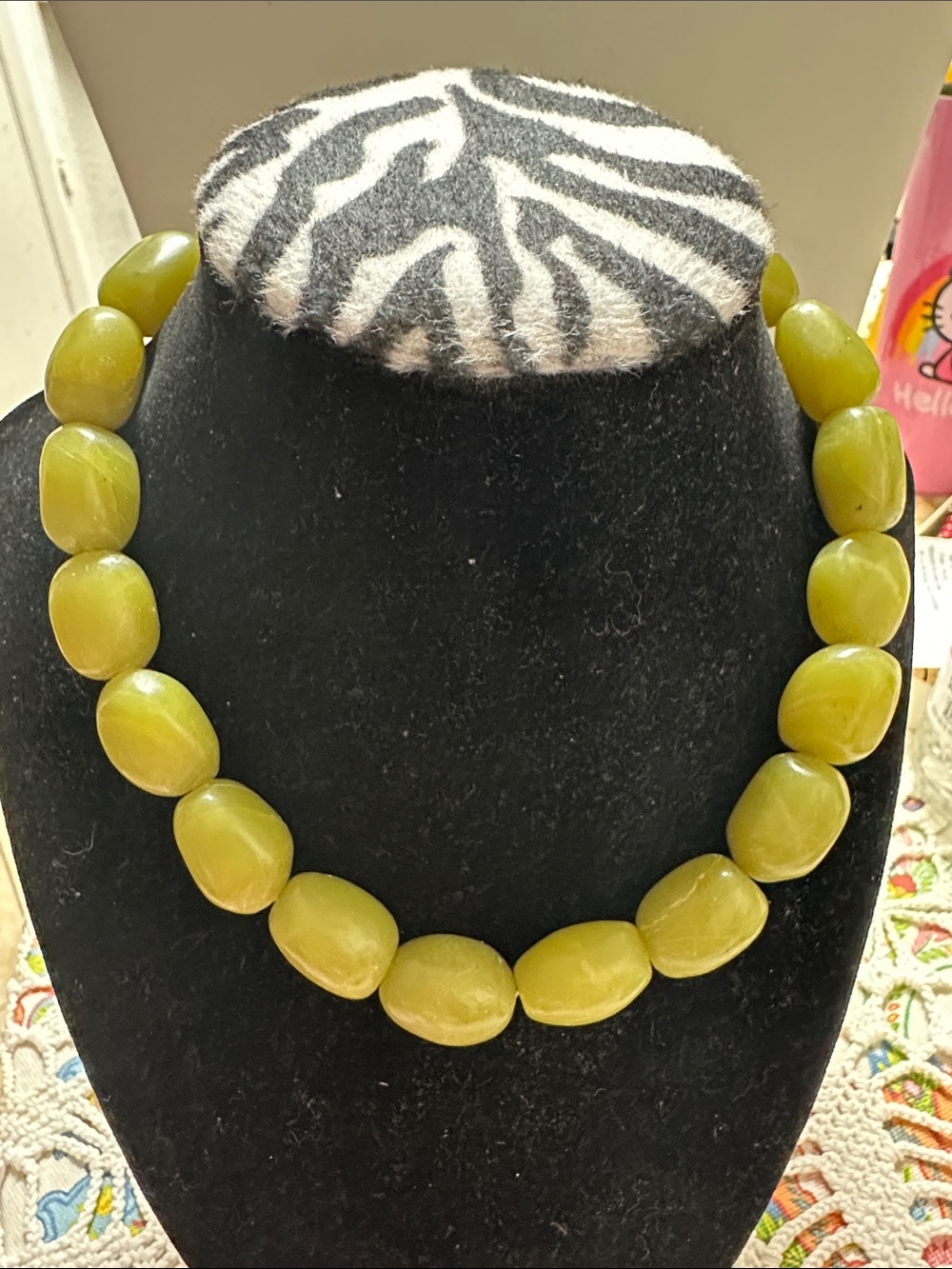 Green serpentine barrel Bead Necklace - Unbranded